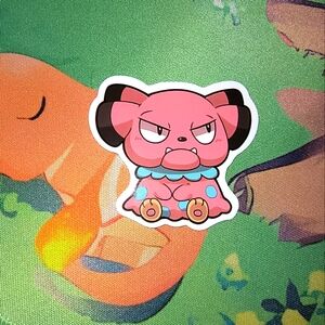Snubbull Sticker on Green Background
